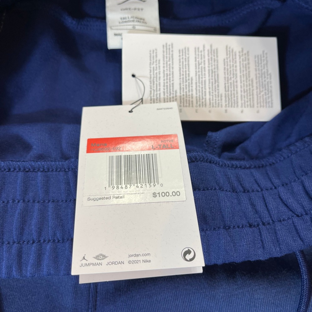 Jordan Sport Dri-FIT Mens Fleece Pants Navy Blue Wide Leg L-Tall HQ8692-492 NEW - Picture 3 of 10